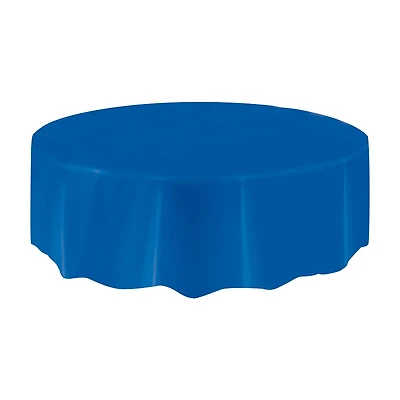 321 Party! Round Plastic Royal Blue Tablecloth, 84 in