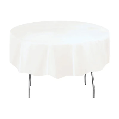 321 Party! Round Plastic White Tablecloth, 84 in
