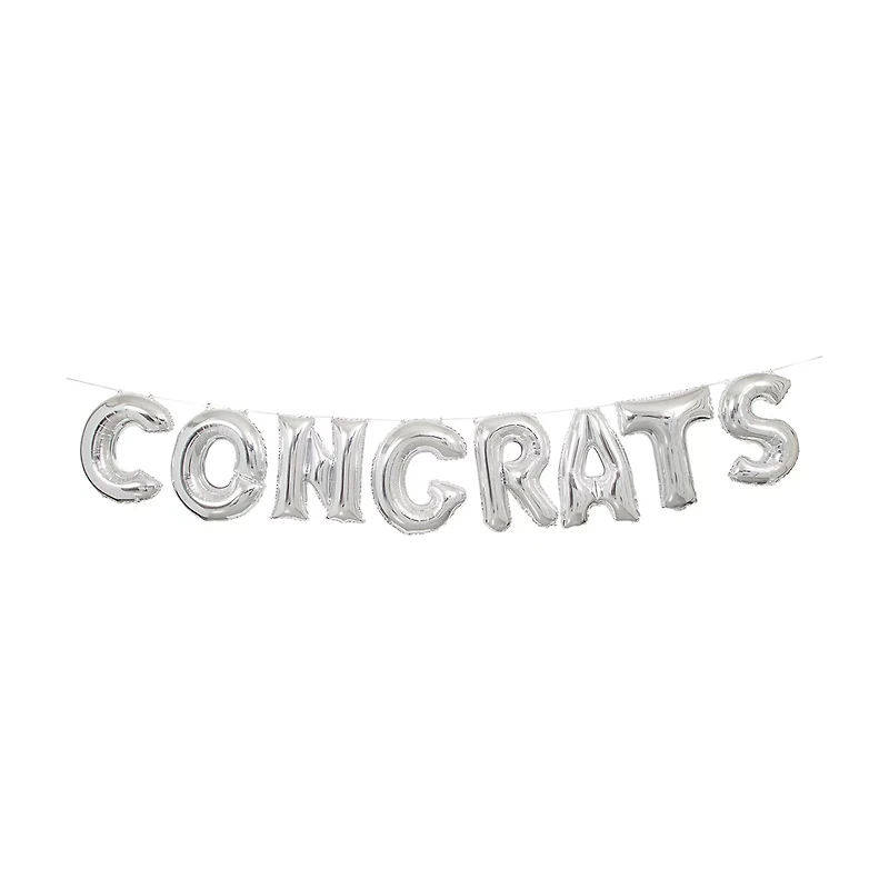 321 Party! Silver Foil "CONGRATS" Letter Balloon Banner Kit