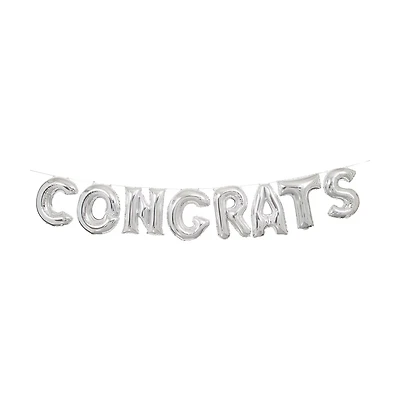 321 Party! Silver Foil "CONGRATS" Letter Balloon Banner Kit