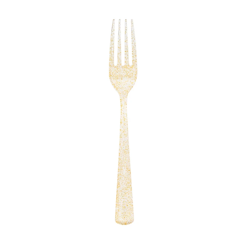 321 Party! Gold Glitter Plastic Forks, 18 ct