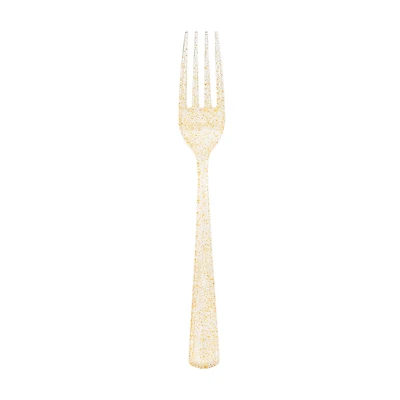 321 Party! Gold Glitter Plastic Forks, 18 ct