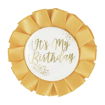 321 Party! Gold "It's My Birthday” Badge