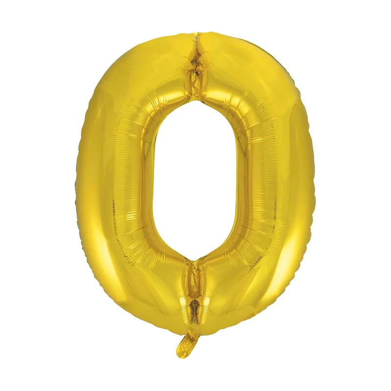 34" Giant Foil Gold Number Balloon, 0