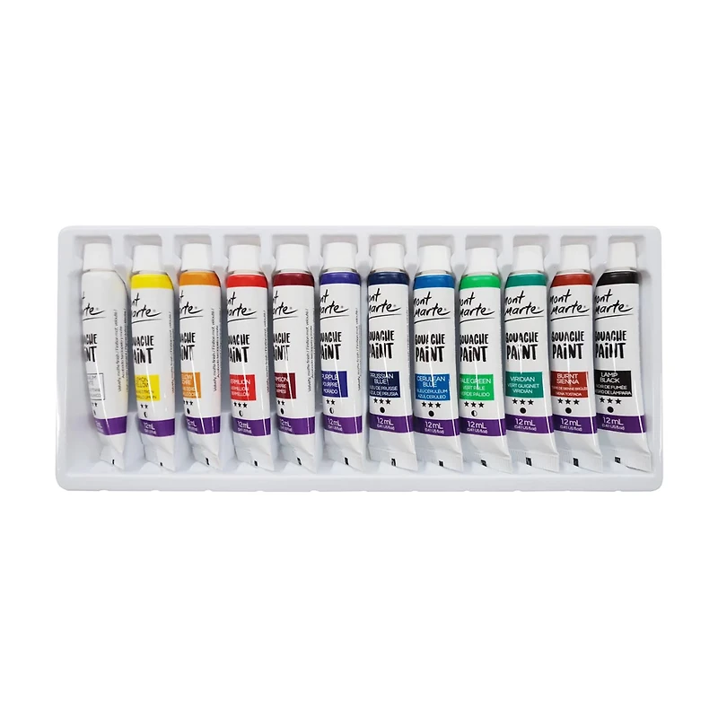 Mont Marte Gouache 12ml, 12 Pieces