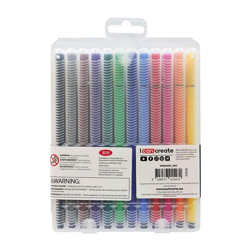 Mont Marte Fine Tip Marker Tri Grip in Case, 12 Pieces