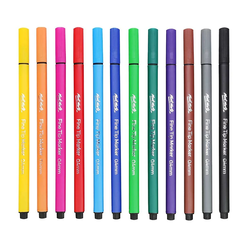 Mont Marte Fine Tip Marker Tri Grip in Case, 12 Pieces