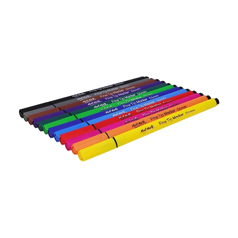 Mont Marte Fine Tip Marker Tri Grip in Case, 12 Pieces