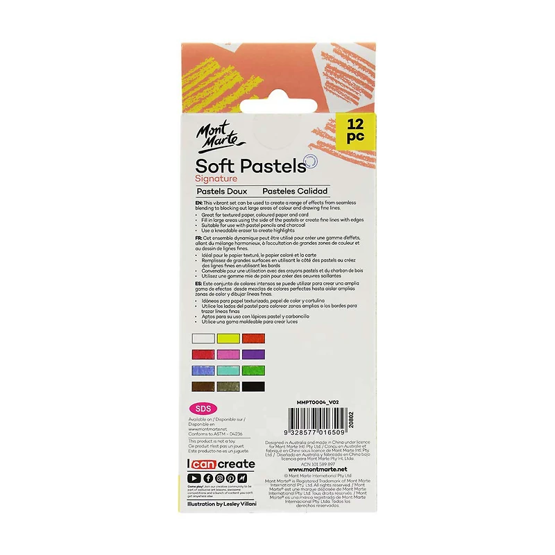 Mont Marte Soft Pastels, 12 Pieces