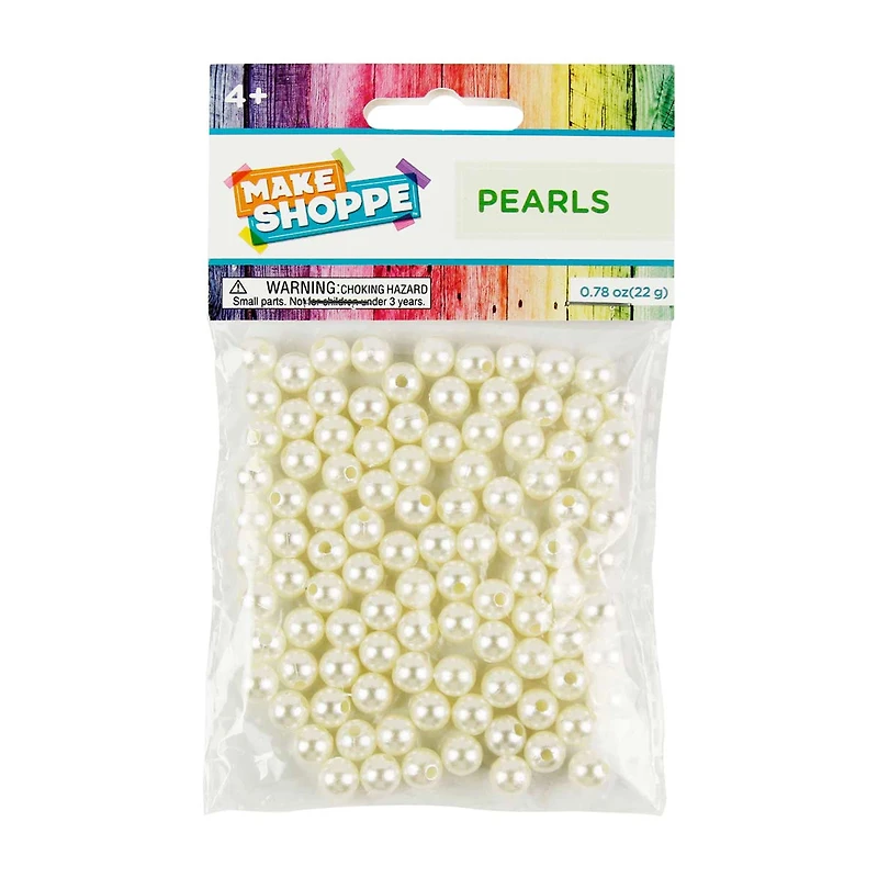 Make Shoppe Kids Craft White Plastic Pearls, 0.78oz