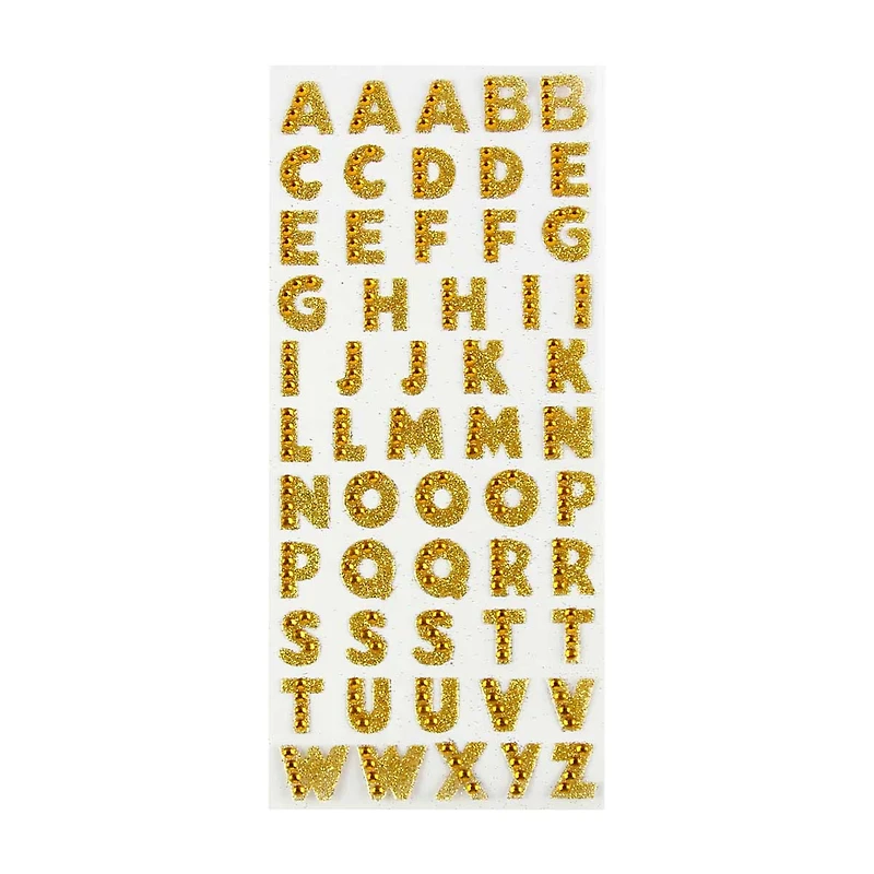 Make Shoppe Alphabet Gemstone Sticker, Gold, 55 Count