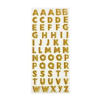 Make Shoppe Alphabet Gemstone Sticker, Gold, 55 Count