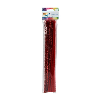 Make Shoppe Tinsel & Regular Chenille Stem, Red, 35 Count, 6Mm X 12Inch