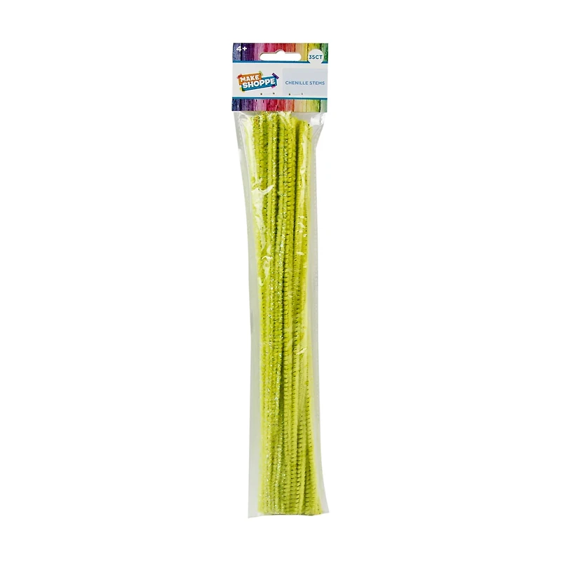 Make Shoppe Tinsel & Regular Chenille Stem, Yellow, 35 Count, 6Mm X 12Inch