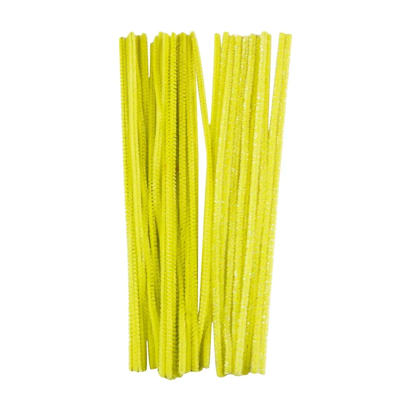 Make Shoppe Tinsel & Regular Chenille Stem, Yellow, 35 Count, 6Mm X 12Inch