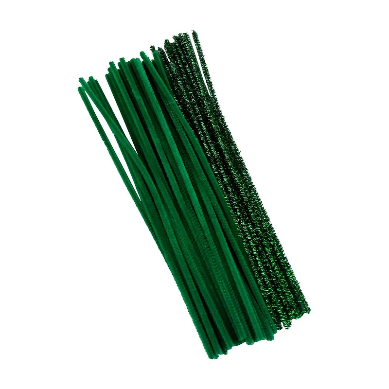 Make Shoppe Tinsel & Regular Chenille Stem, Green, 35 Count, 6Mm X 12Inch