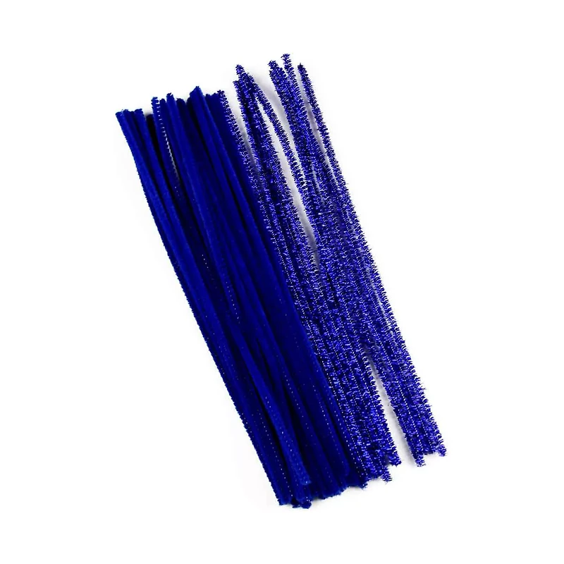 Make Shoppe Tinsel & Regular Chenille Stem, Blue, 35 Count, 6Mm X 12Inch