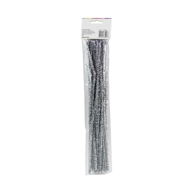 Make Shoppe Tinsel Chenille Stem, Silver, 30 Count, 6Mm X 12Inch