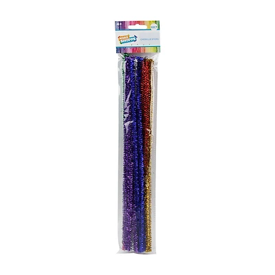Make Shoppe Tinsel Chenille Stem, Multi Color, 30 Count, 6Mm X 12Inch