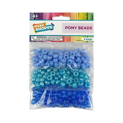 Make Shoppe Pony Beads, Blue, 1.8oz
