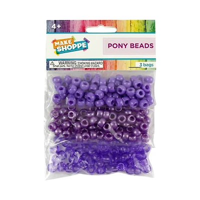 Make Shoppe Pony Beads, Purple 1.8oz