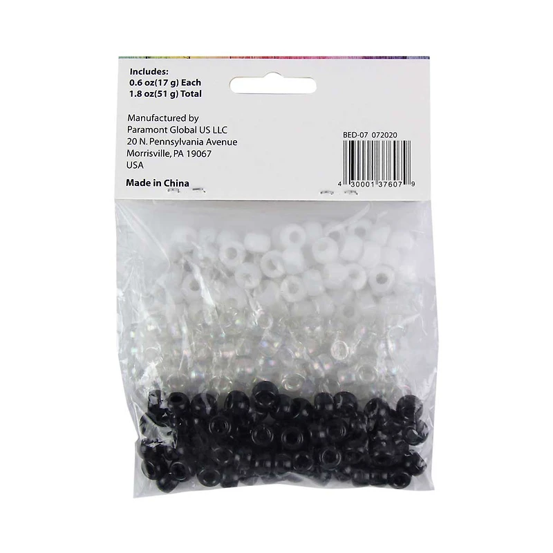 Make Shoppe Pony Beads, Black-White, 1.8oz