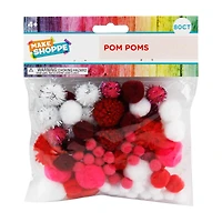 Make Shoppe Pom Pom, Red White Mixed, Soft Pluffy Yarn, 80 Count