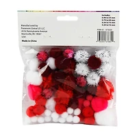 Make Shoppe Pom Pom, Red White Mixed, Soft Pluffy Yarn, 80 Count