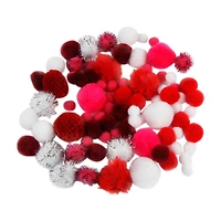 Make Shoppe Pom Pom, Red White Mixed, Soft Pluffy Yarn, 80 Count