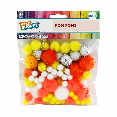 Make Shoppe Pom Pom, White Mixed, Soft Pluffy Yarn