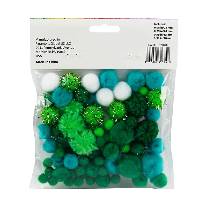 Make Shoppe Pom Pom, Green White Mixed, Soft Pluffy Yarn, 80 Count