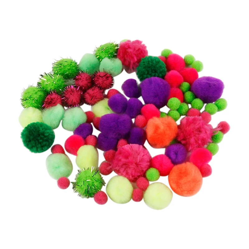 Make Shoppe Pom Pom, Neon Soft Pluffy Yarn, 80 Count