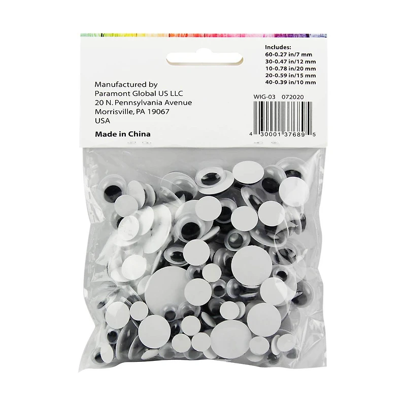 Make Shoppe Wiggle Eyes Self-Adhesive, Black On White, 160 Count