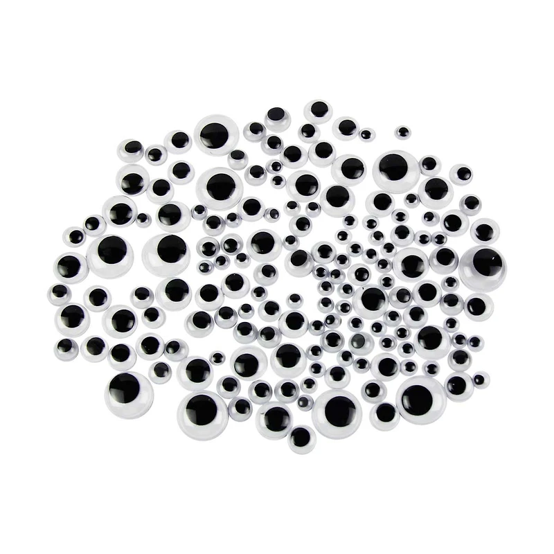 Make Shoppe Wiggle Eyes Self-Adhesive, Black On White, 160 Count