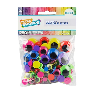 Make Shoppe Wiggle Eyes Self-Adhesive, Multi Color, 160 Count