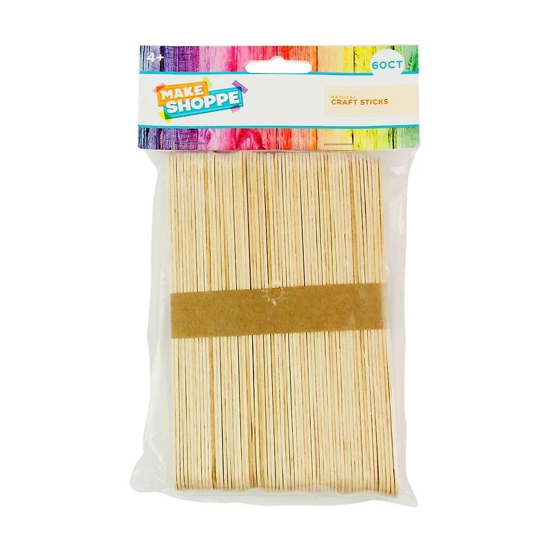 Make Shoppe Jumbo Craft Sticks, Natural 60 Count, 0.78 X 5.9 In