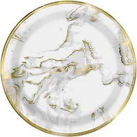 9" Foil Gold Marble Paper Plates, 10 Count