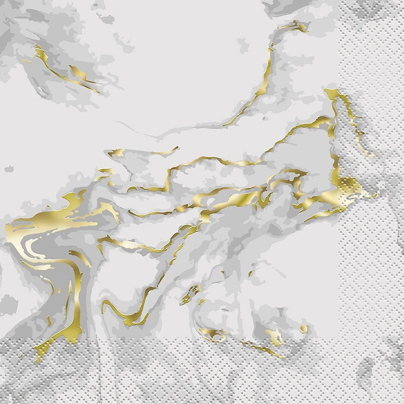 6.5" Foil Gold Marble Paper Napkins, 20 Count