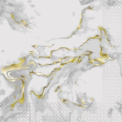 6.5" Foil Gold Marble Paper Napkins, 20 Count