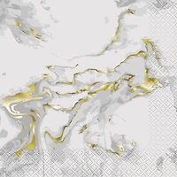 6.5" Foil Gold Marble Paper Napkins, 20 Count