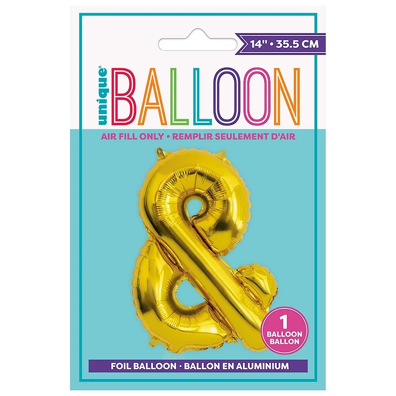 14" Foil Gold "&" Shaped Balloon