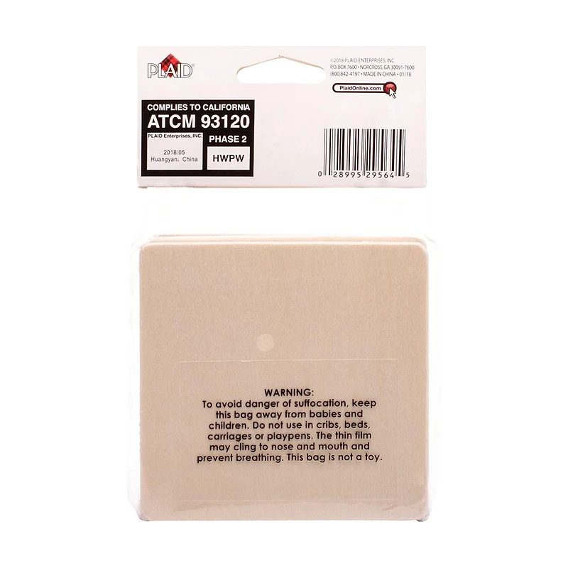 Plaid Unpainted Wood Square Coasters Set, 4 Pieces