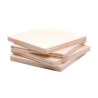 Plaid Unpainted Wood Square Coasters Set, 4 Pieces