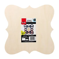 Plaid Unpainted Wood Scalloped Panel Plaque, 12" x 12"