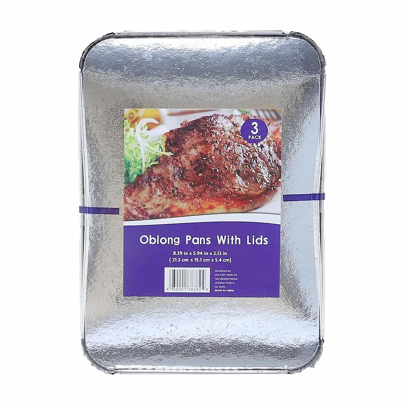 Foil Pan with Lid, 3 Pack
