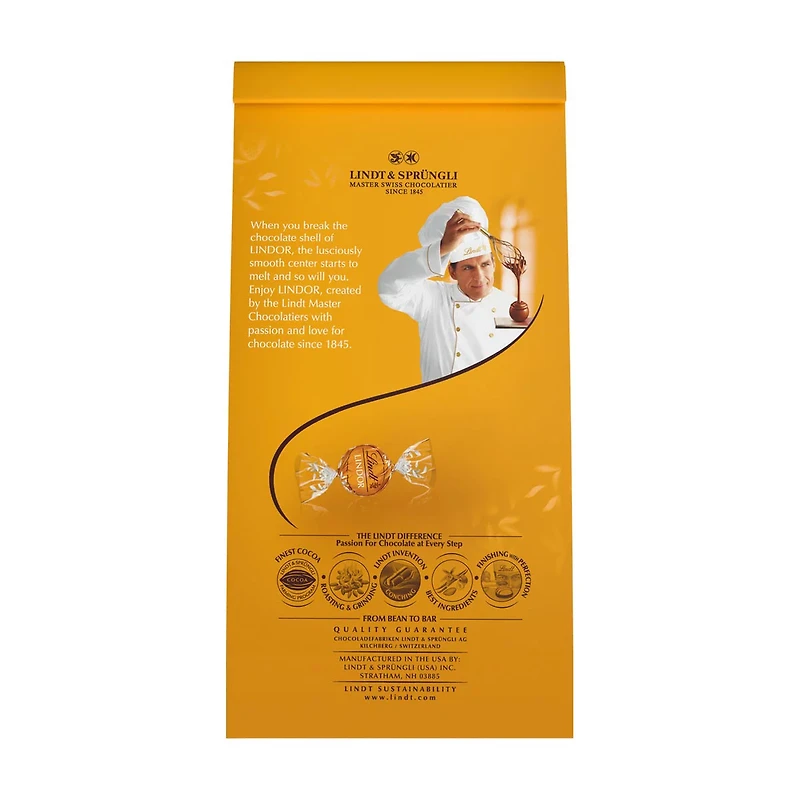Lindt LINDOR Caramel Milk Chocolate Candy Truffles, Chocolates with Smooth, Melting Truffle Center, 5.1 oz. Bag