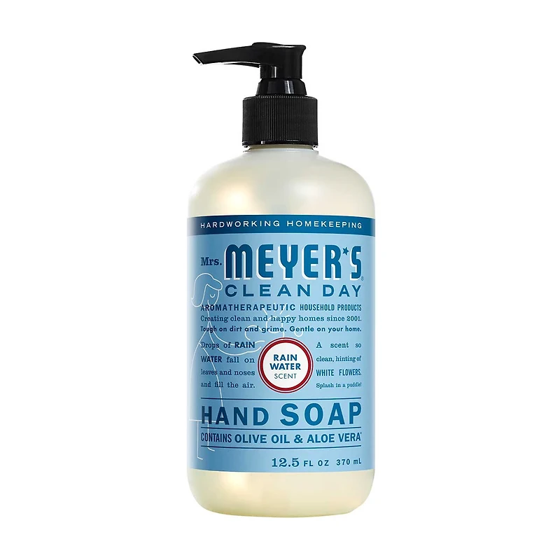 Mrs. Meyer's Clean Day Liquid Hand Soap, Rain Water Scent, 12.5 Ounce Bottle