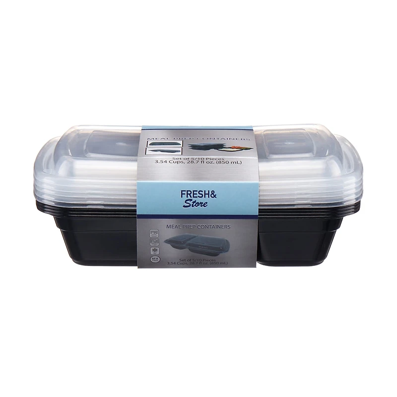 Fresh & Store Rectangle Meal Prep Containers, 5 Pack