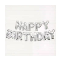 Foil Silver Happy Birthday Letter Balloon Banner Kit