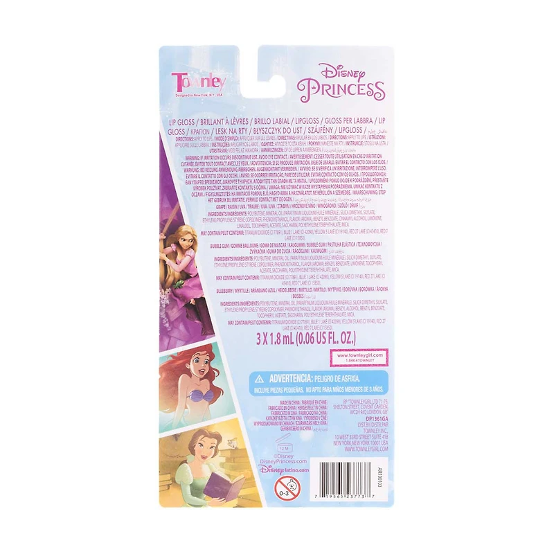 Disney Princess Flavored Lip Gloss, 3 Pack